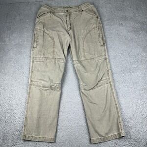Rustic Ridge Pants Mens 36x32 Beige Cargo Workwear Outdoor Utility Canvas Rugged
